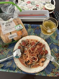 ペスカトレースパゲッティートマト味を作って見ました