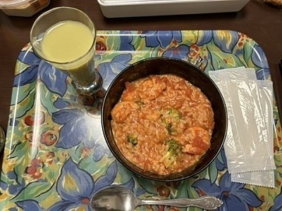 今日の海老、いか、ブロッコリーリゾットです。作って見てください