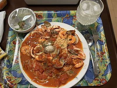 私が作ったペスカトーレスパゲッティーです。美味しそうでしょ。